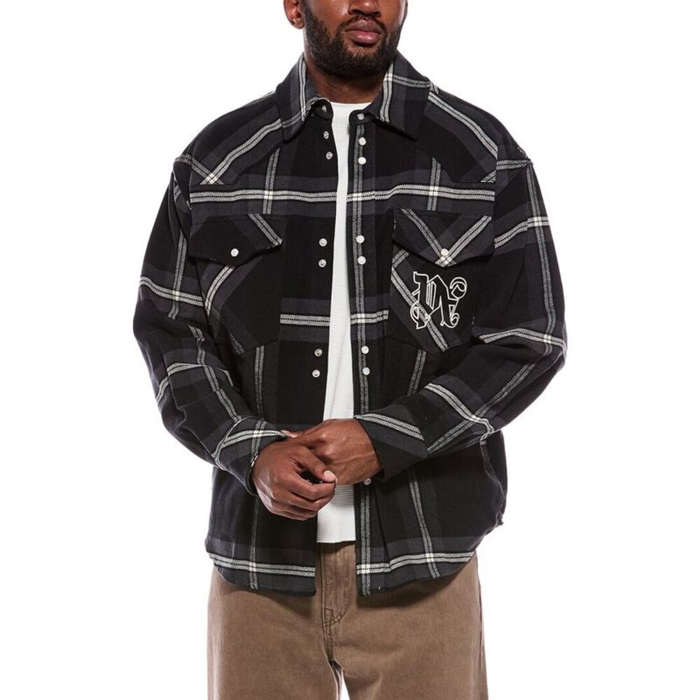 Palm Angels Mens  Shirt Jacket, Grey